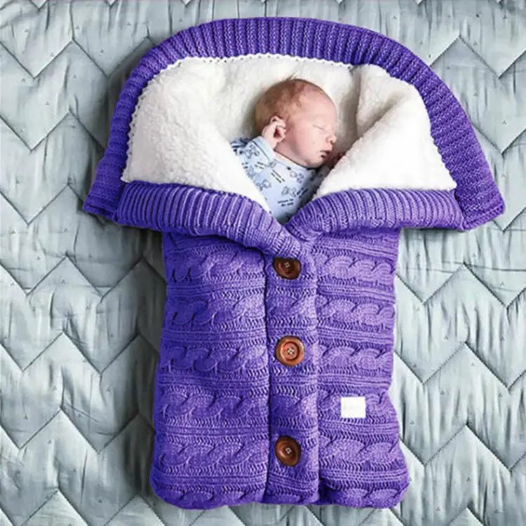 Sac de dormit pentru bebe cu căptușeală - Sac de dormit tricotat pentru toamnă și iarnă