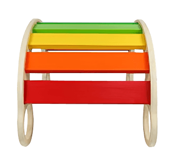 Balansoar Montessori din lemn în culorile curcubeului