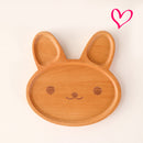Farfurie pentru copii în formă de iepuraș zâmbitor din lemn de fag