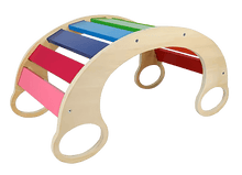 Încarcă imaginea în vizualizatorul Galerie, Balansoar Montessori din lemn în culorile curcubeului
