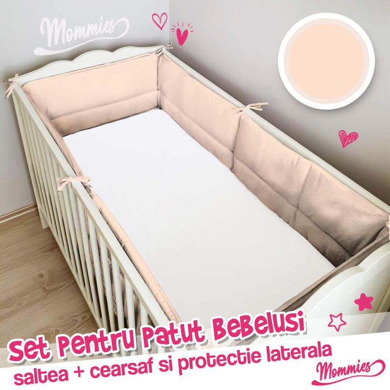 Setul de pătuț pentru copii (saltea, cearșaf si barieră de protecție)
