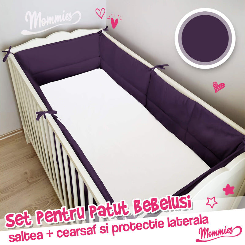 Setul de pătuț pentru copii (saltea, cearșaf si barieră de protecție)
