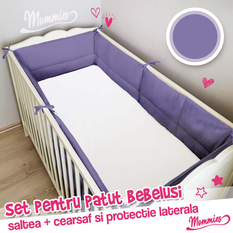 Setul de pătuț pentru copii (saltea, cearșaf si barieră de protecție)