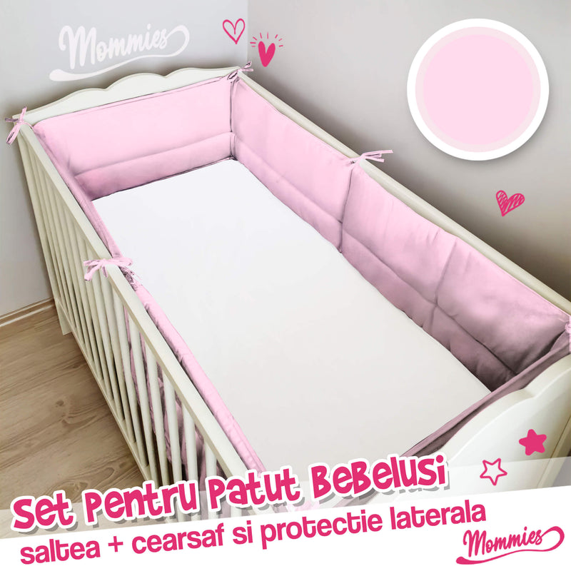 Setul de pătuț pentru copii (saltea, cearșaf si barieră de protecție)